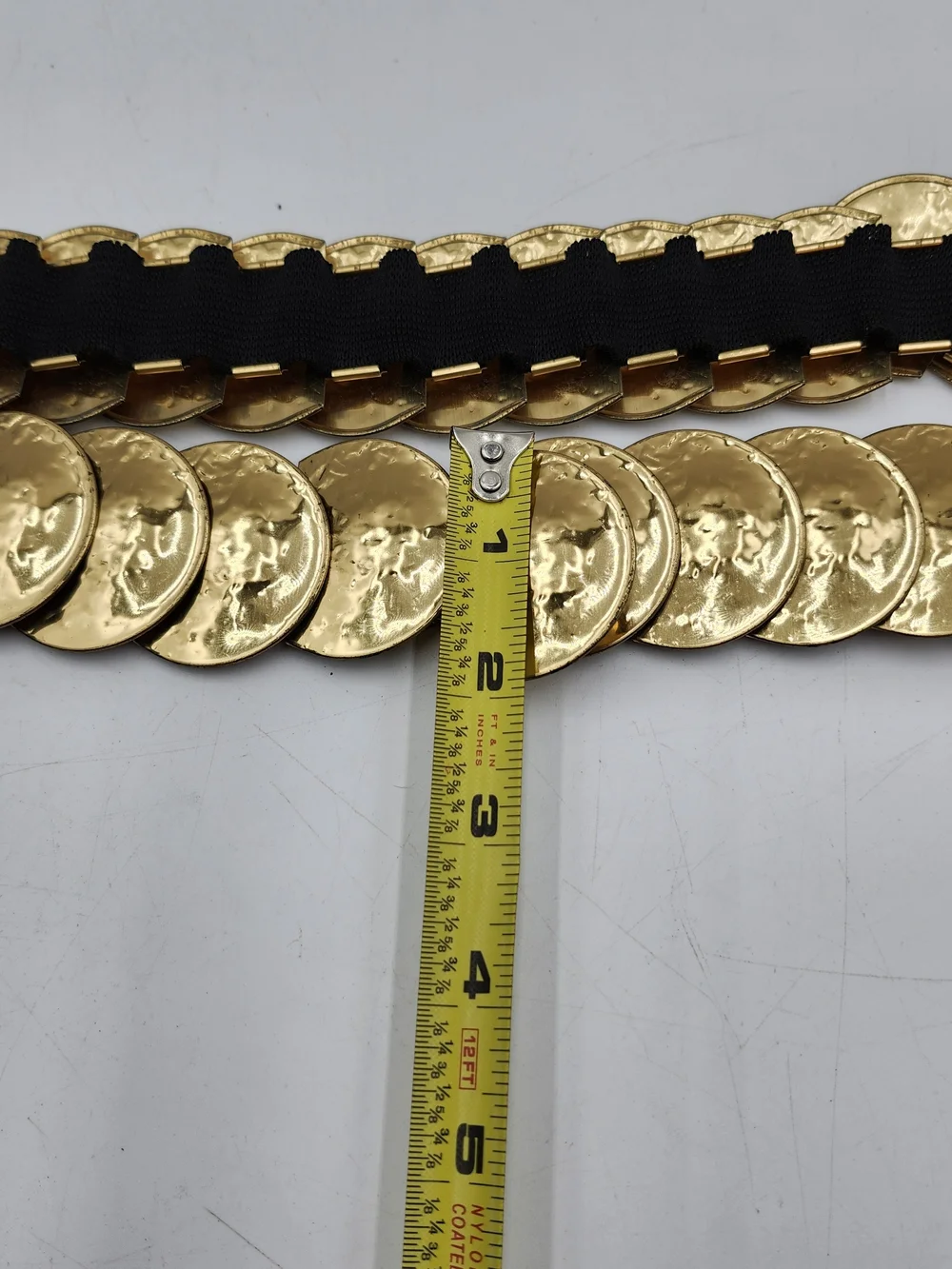 Vintage Gold Coin Accent Elastic Waist Belt